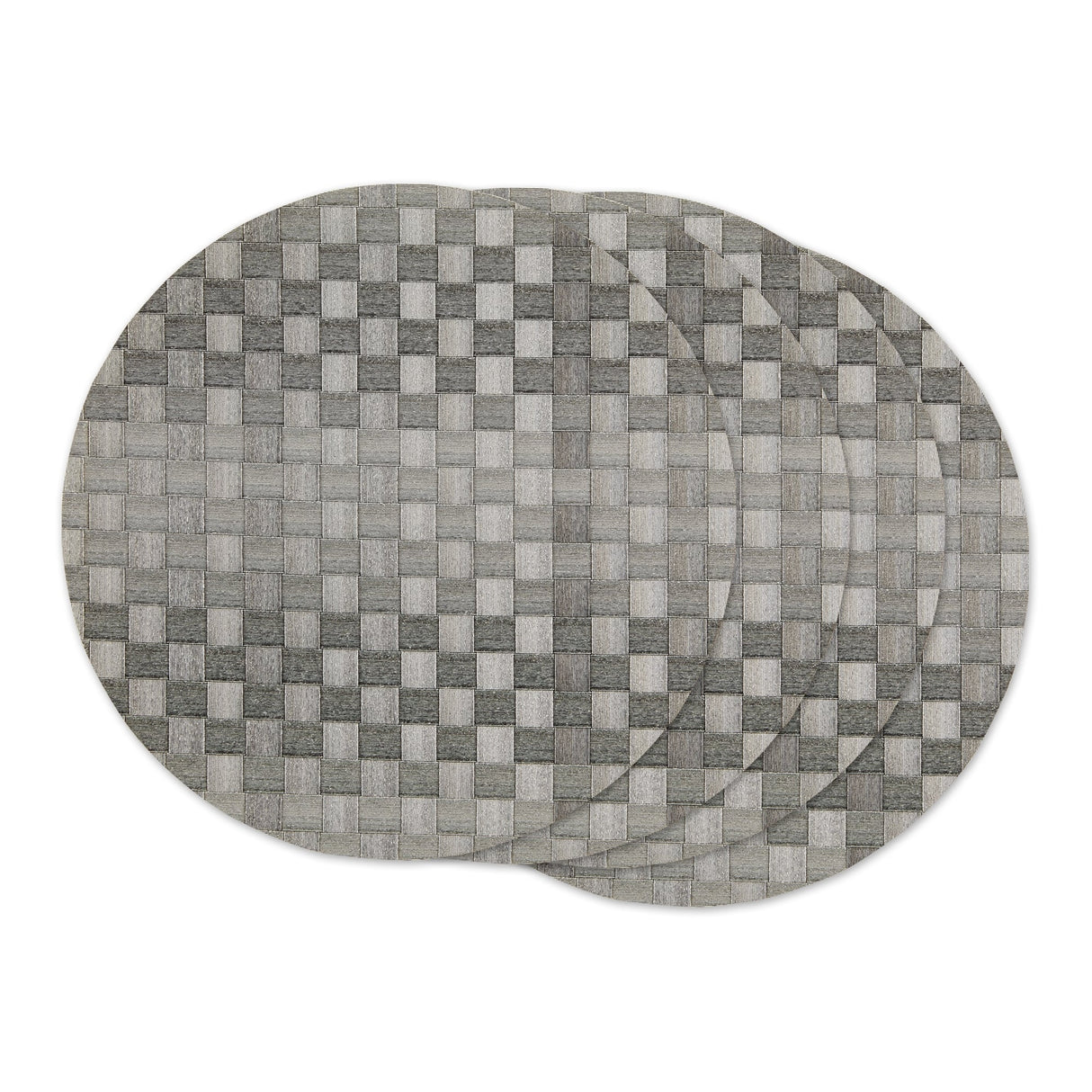 Leather Brown Basketweave Round Woven Placemat (Set of 4) - Placemat Set, 15" Round