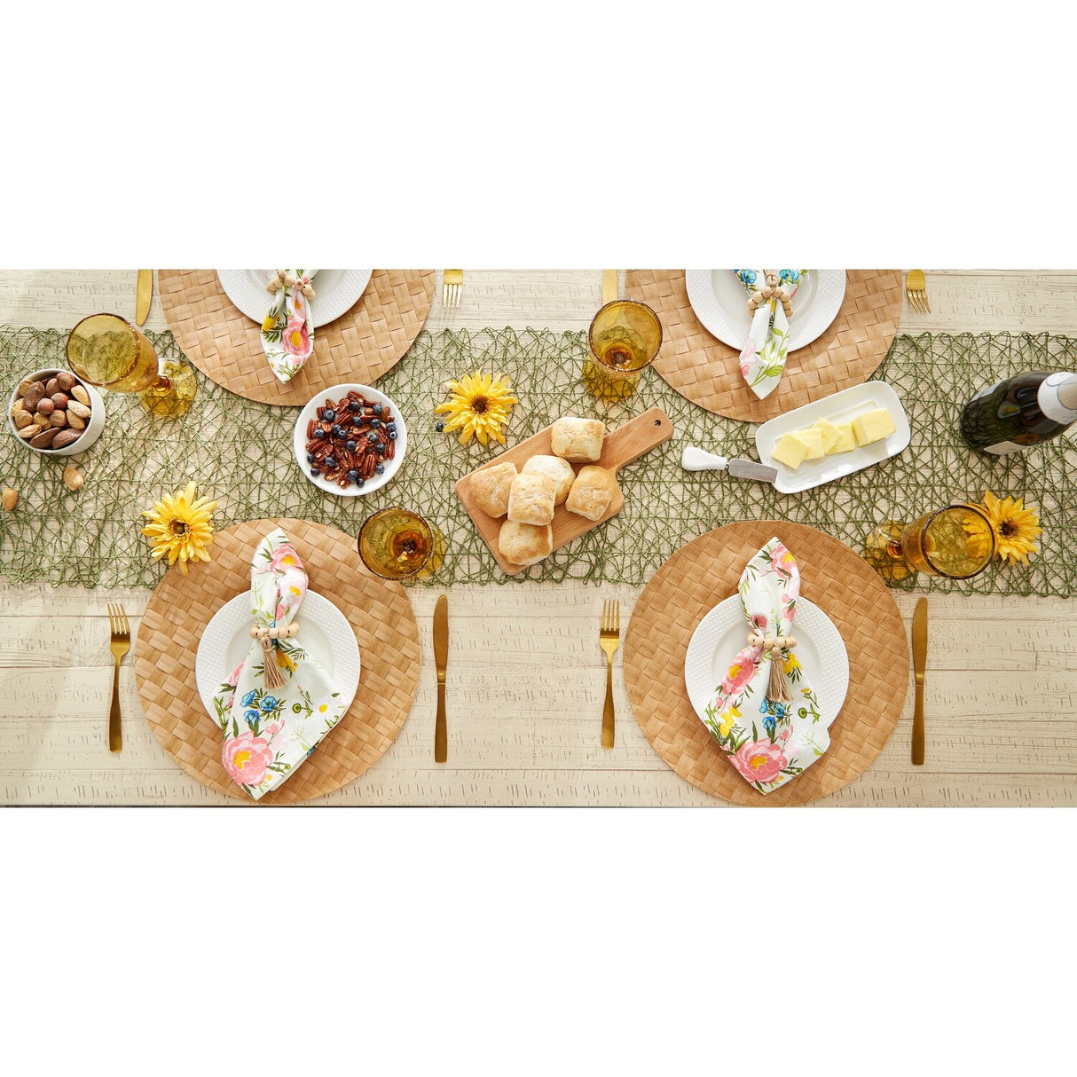 Leather Brown Basketweave Round Woven Placemat (Set of 4) - Placemat Set, 15" Round