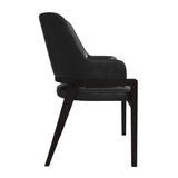 Ethora Leather Dining Chair with Curved Open Back and Rubberwood Legs