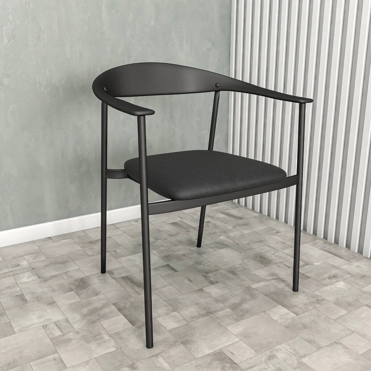 Leather Dining Chair with Stainless Steel Frame Set of 2 Kora Series