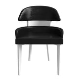 Leather Dining Chair with a Curved Back in Rubberwood Ethos Series by LeisureMod