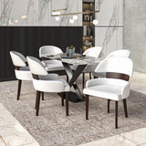 Leather Dining Chair with a Curved Back in Rubberwood Ethos Series by LeisureMod