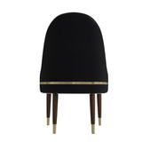 Leather Dining Chair with a Ripple Back and Gold Accents Design Elara Collection