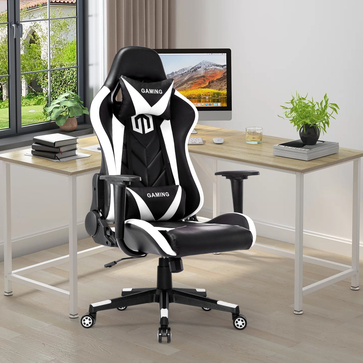 Leather Gaming Chair High Back Racing Style Gamer Chair Computer Desk Office Executive Swivel Chair