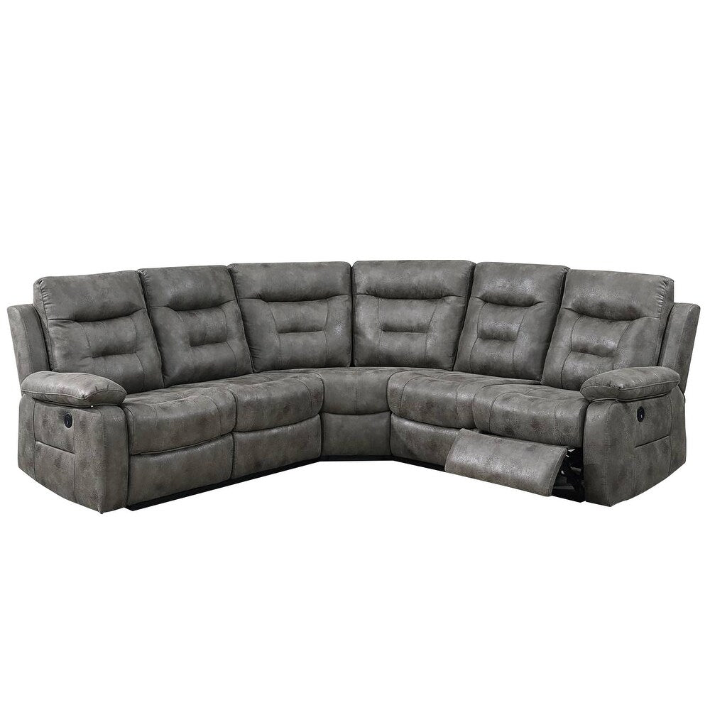 Leather-Like Fabric Power Motion Sectional,Antique Grey