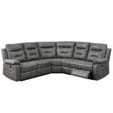 Leather-Like Fabric Power Motion Sectional,Antique Grey