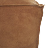 Leather Low Profile Square Pouf with Patchwork Design - Brown, Gray or Dark Brown- Roche River Decor