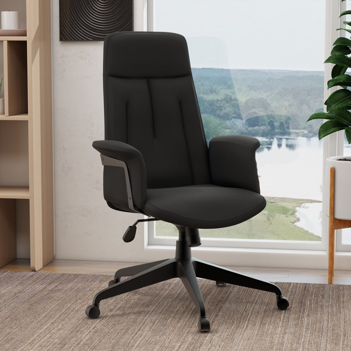 Leather Office Computer Chair Adjustable Height Swivel Desk Chair With Lumbar Support Inifini Collection