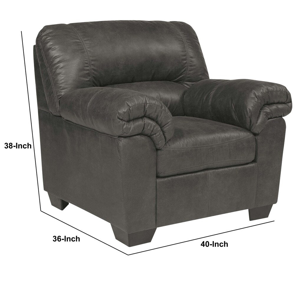 Leather Upholstered Wooden Chair with Flat Armrests, Black