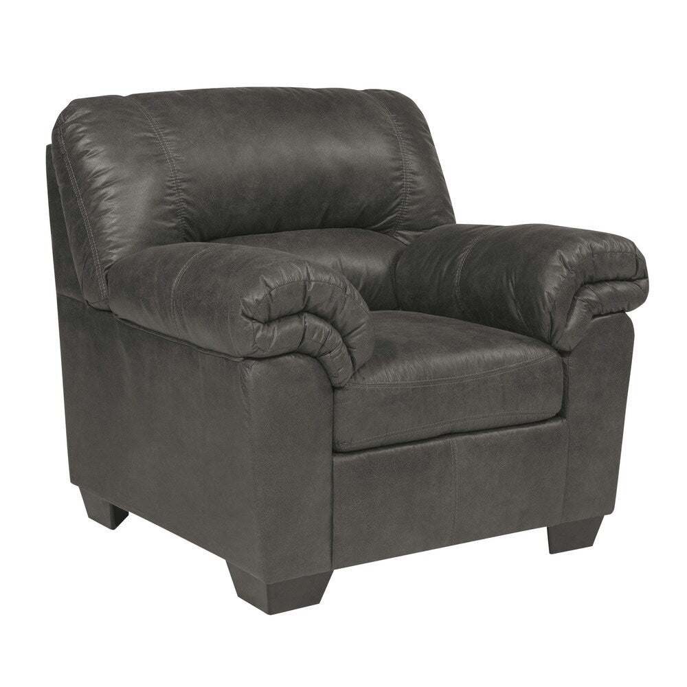 Leather Upholstered Wooden Chair with Flat Armrests, Black