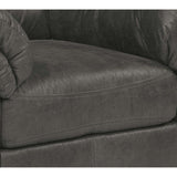 Leather Upholstered Wooden Chair with Flat Armrests, Black
