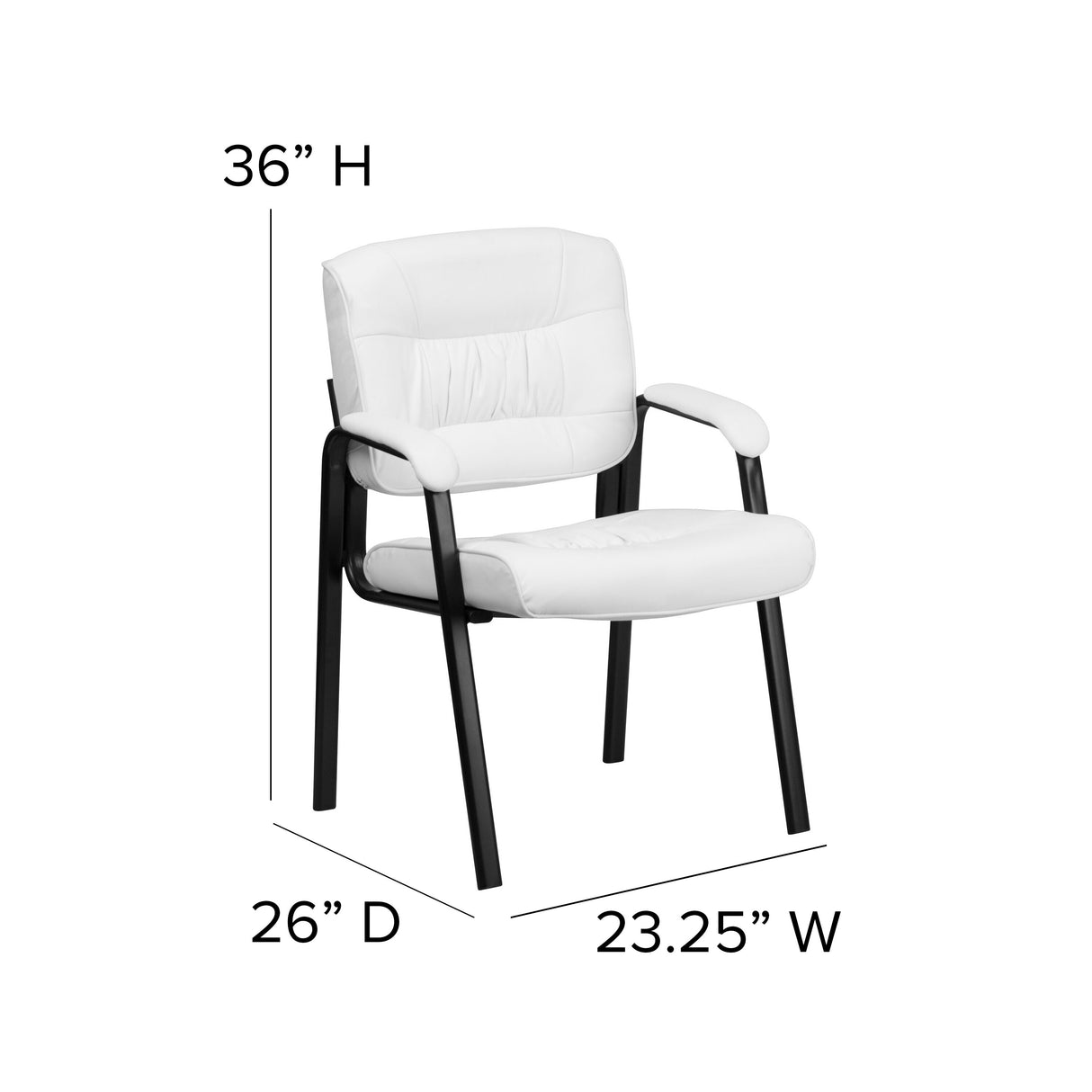 Upholstered Tufted Executive Reception Chair with Padded Arms - 23.25"W x 26"D x 36"H