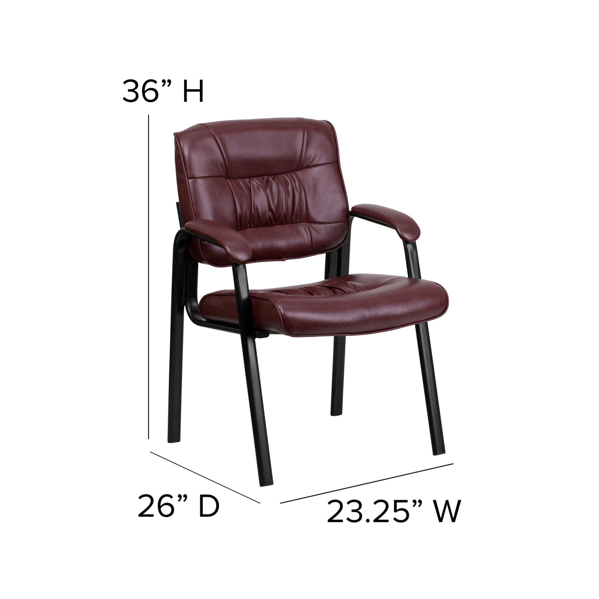 Upholstered Tufted Executive Reception Chair with Padded Arms - 23.25"W x 26"D x 36"H