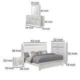 Leatherette 5 Piece Wooden Queen Bedroom Set with LED, White