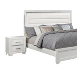 Leatherette 5 Piece Wooden Queen Bedroom Set with LED, White