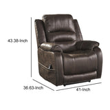 Leatherette Metal Frame Power Recliner with Adjustable Headrest, Brown