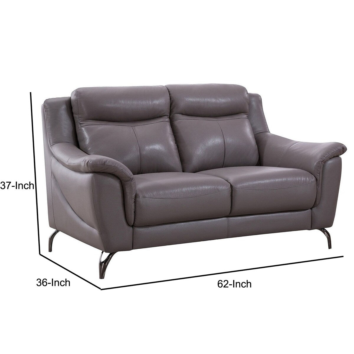 Leatherette Padded Loveseat with Tufted Backrest, Light Gray
