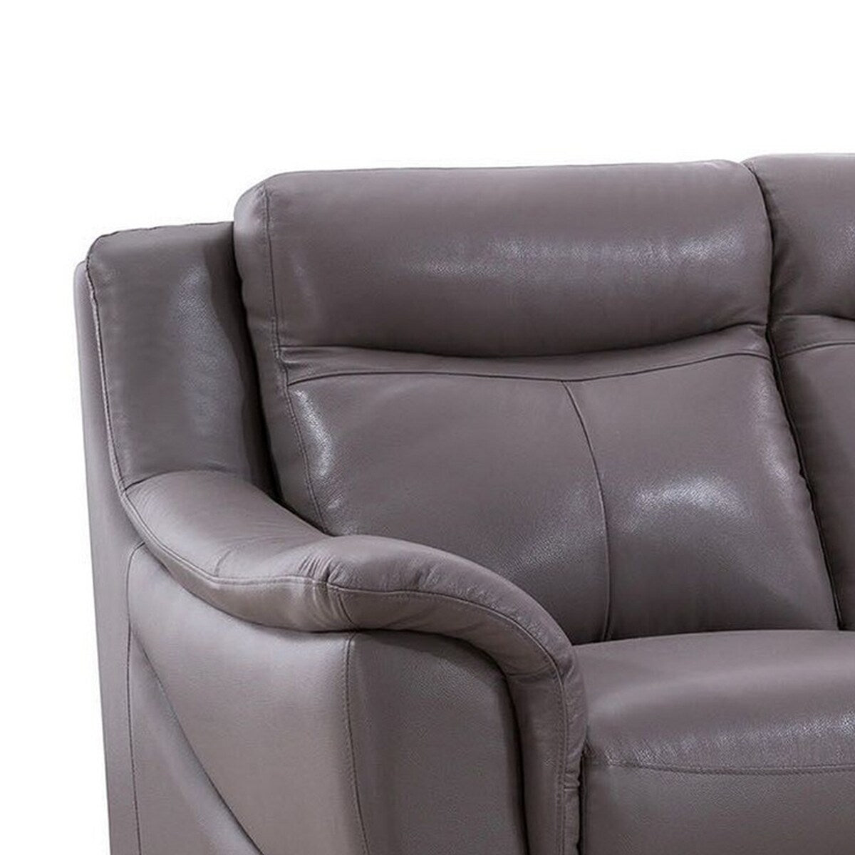 Leatherette Padded Loveseat with Tufted Backrest, Light Gray