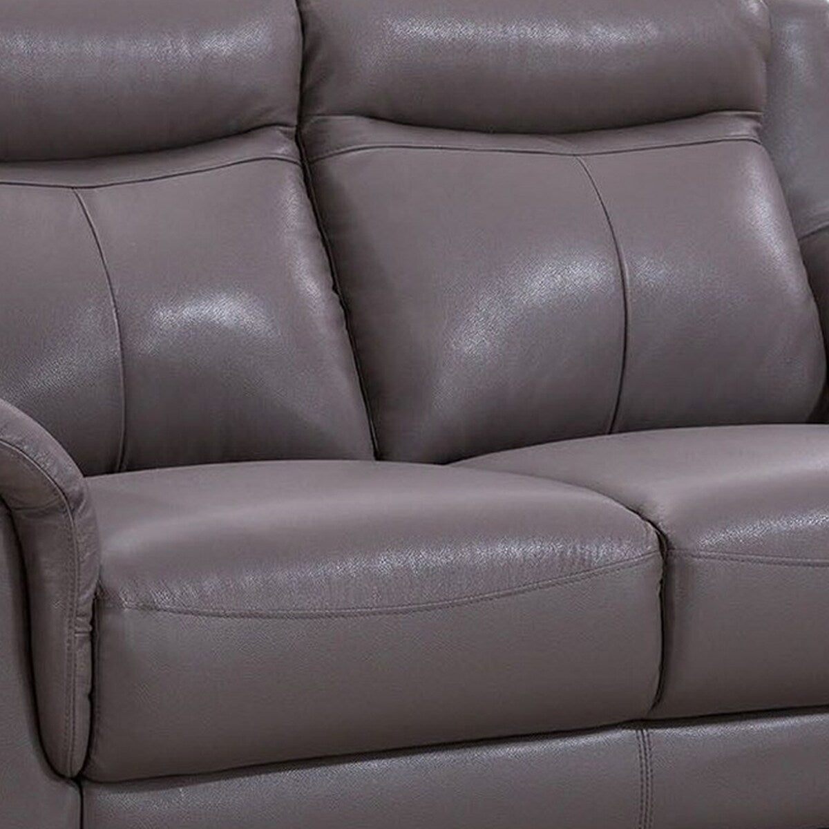 Leatherette Padded Loveseat with Tufted Backrest, Light Gray