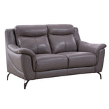 Leatherette Padded Loveseat with Tufted Backrest, Light Gray