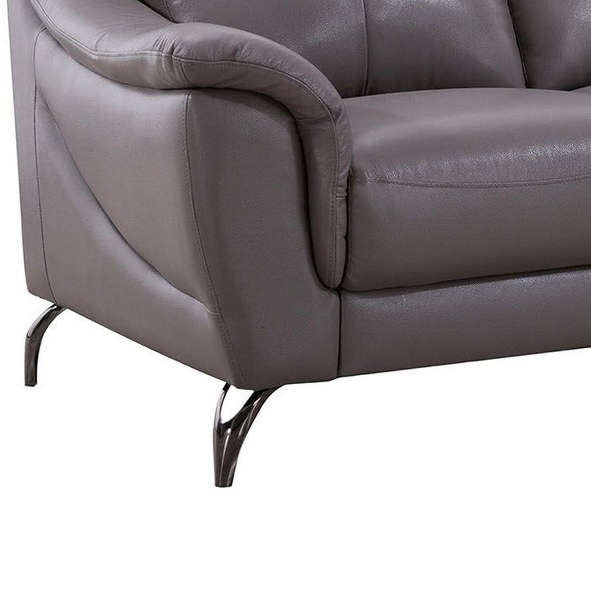 Leatherette Padded Loveseat with Tufted Backrest, Light Gray