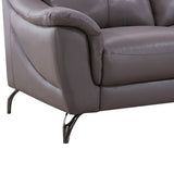 Leatherette Padded Loveseat with Tufted Backrest, Light Gray