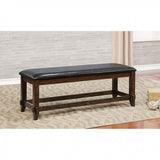 Leatherette Padded Wood Bench, Brown Cherry and Espresso