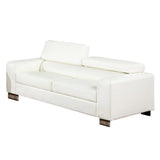 Leatherette Sofa with Chrome Legs in White