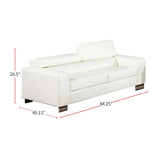 Leatherette Sofa with Chrome Legs in White