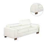 Leatherette Sofa with Chrome Legs in White