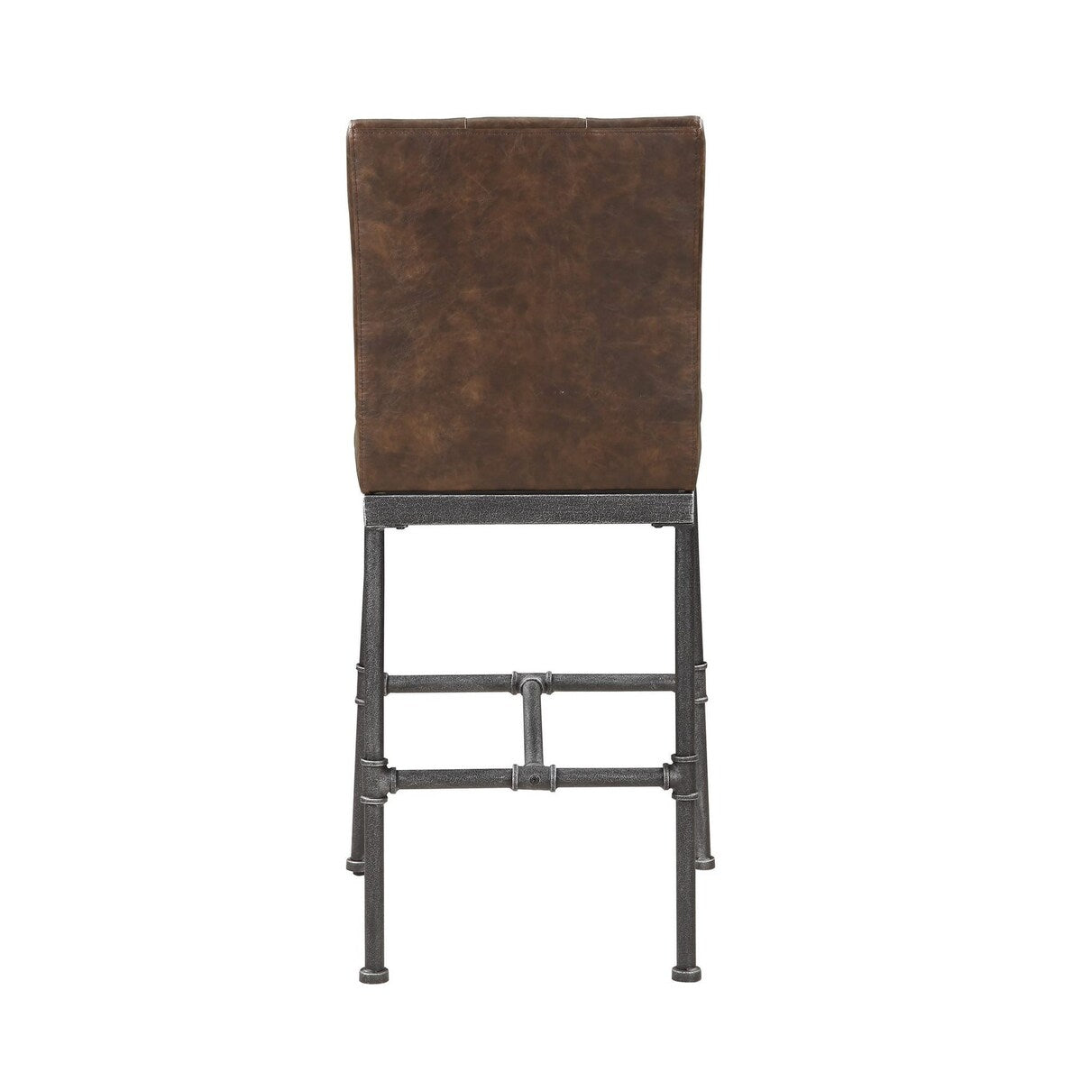 Leatherette Upholstered Bar Stool with Button Tufted Back, Set of 2, Brown