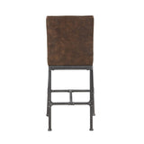 Leatherette Upholstered Bar Stool with Button Tufted Back, Set of 2, Brown
