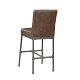 Leatherette Upholstered Bar Stool with Button Tufted Back, Set of 2, Brown