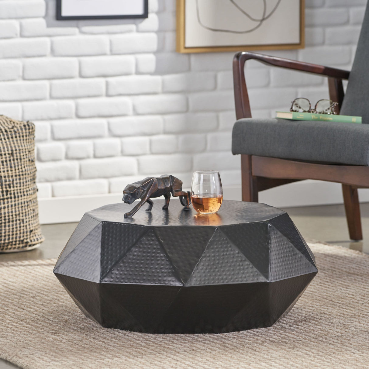 Leaverton Handcrafted Modern Aluminum Polygonal Coffee Table by Christopher Knight Home - 27.00" L x 28.00" W x 11.50" H
