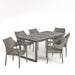 Lecanto Outdoor 7 Piece Acacia Wood Dining Set with Stacking Wicker Chairs by Christopher Knight Home