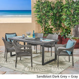 Lecanto Outdoor 7 Piece Acacia Wood Dining Set with Stacking Wicker Chairs by Christopher Knight Home