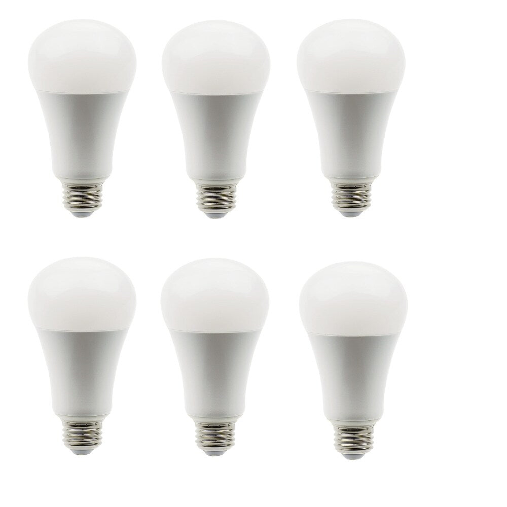Led a21 3-way, 2700k, omni 300°, cri80, 5/11/17w, 25000hrs, lm500/1100/ 1600, dimmable, input voltage 120v 6 pack