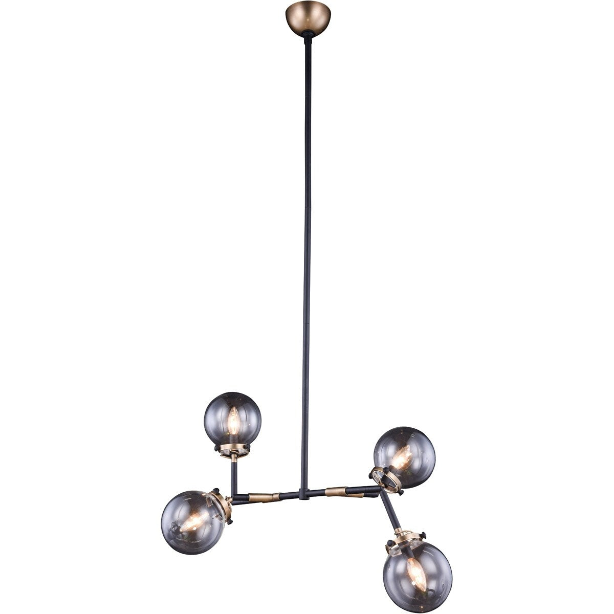 Leda 4 light Burnished Brass&Flat Black Chandelier - One Size