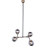 Leda 4 light Burnished Brass&Flat Black Chandelier - One Size