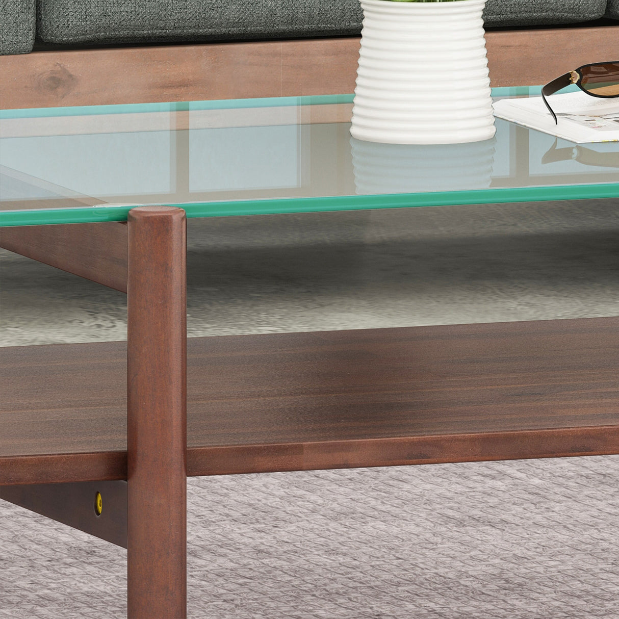 Leddy Acacia and Tempered Glass Coffee Table by Christopher Knight Home