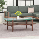 Leddy Acacia and Tempered Glass Coffee Table by Christopher Knight Home