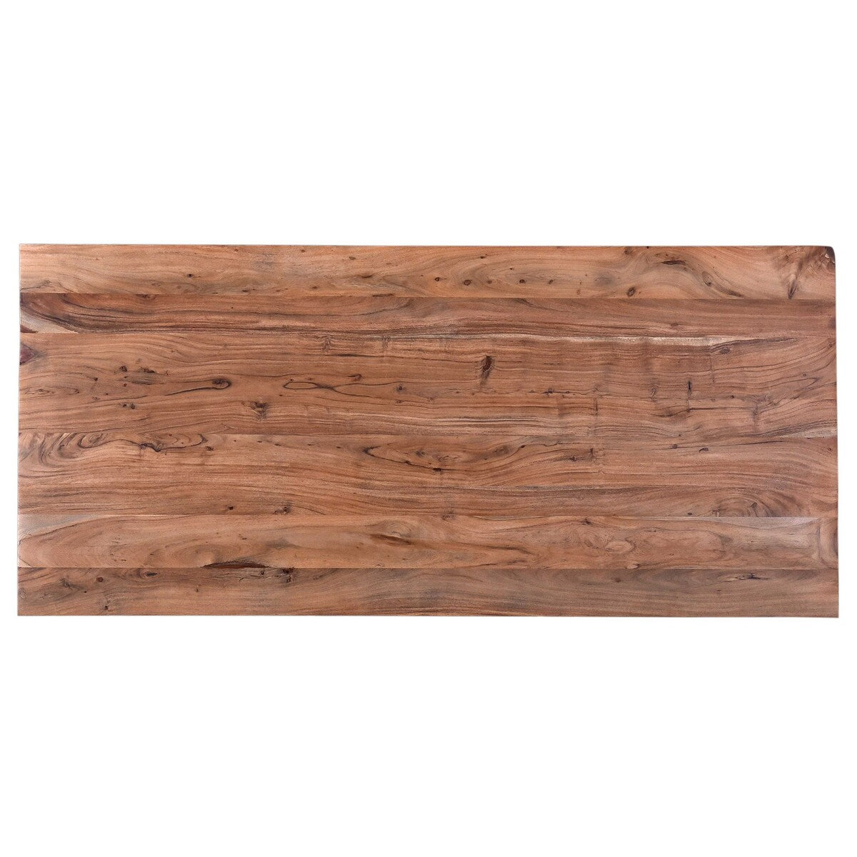Lee Dining Table, 87 Inch Natural Acacia Wood Top, Black Iron Star Base