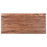 Lee Dining Table, 87 Inch Natural Acacia Wood Top, Black Iron Star Base