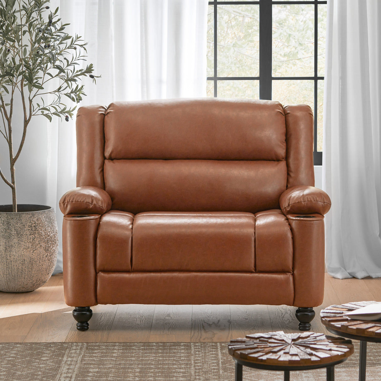 Leet Faux Leather Oversized Pushback Recliner by Christopher Knight Home