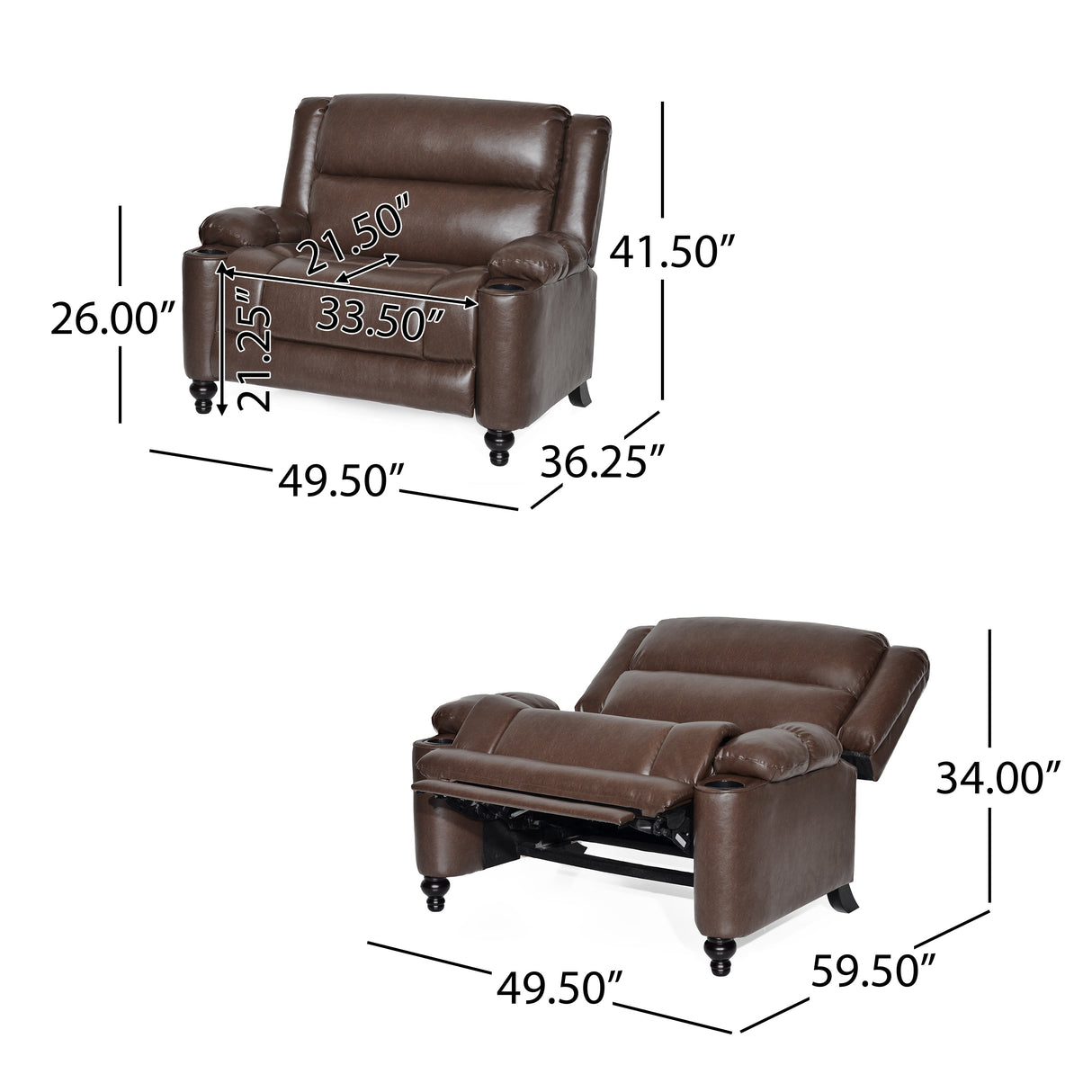 Leet Faux Leather Oversized Pushback Recliner by Christopher Knight Home