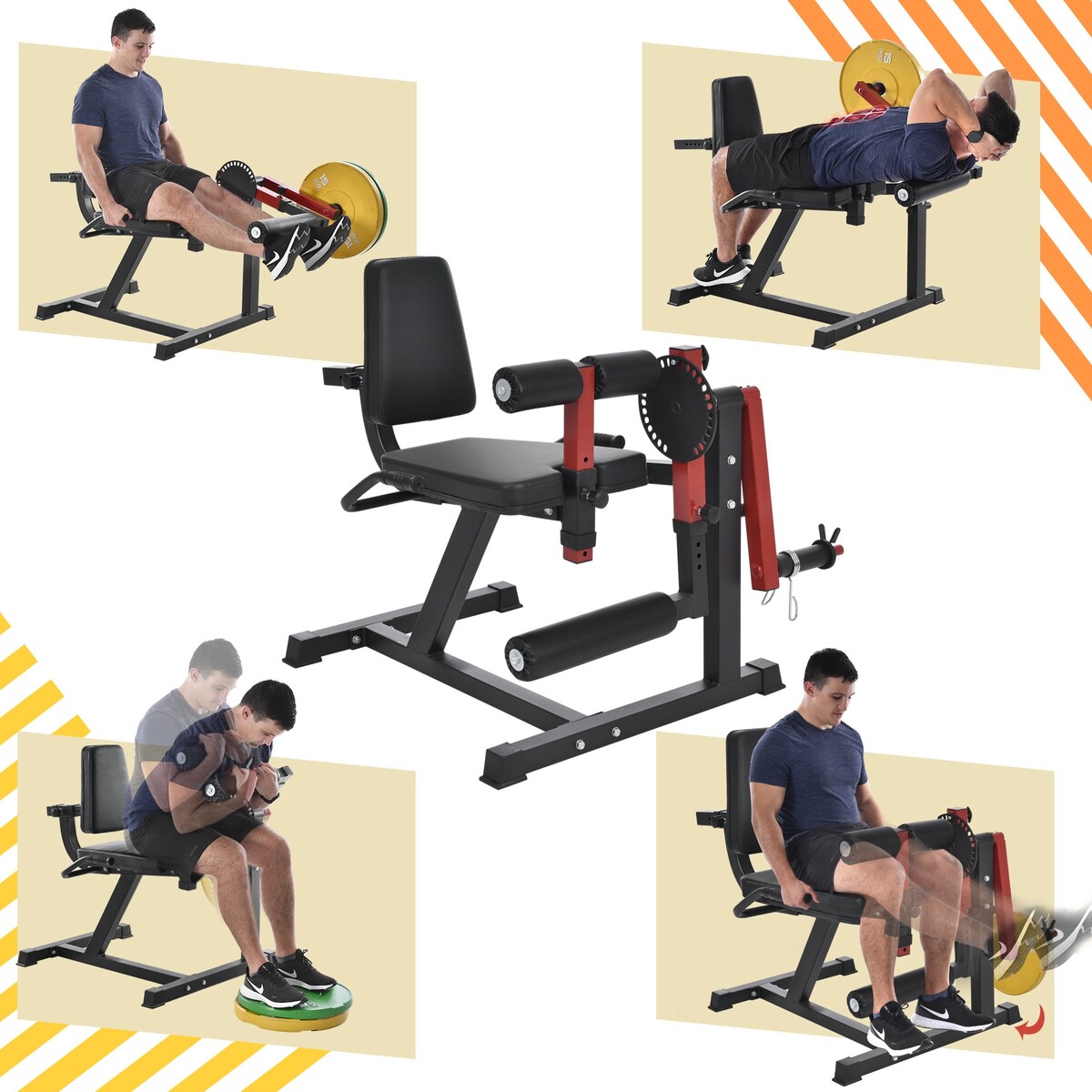Leg Exercise Machine with Adjustable Seat Backrest and Rotary Leg Extenstion, Adjustable Leg Cur