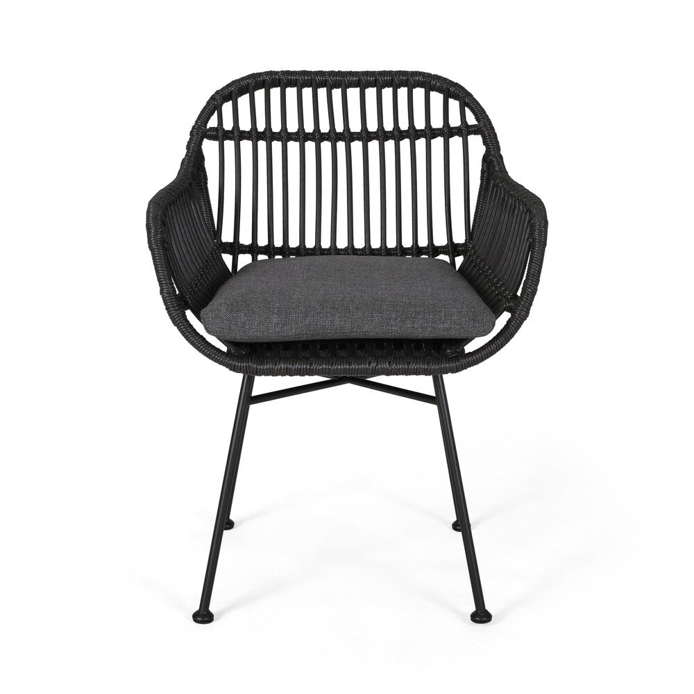 Lehrman Outdoor 2 Seater Faux Wicker Chat Set with Tempered Glass Table by Christopher Knight Home
