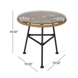 Lehrman Outdoor 2 Seater Faux Wicker Chat Set with Tempered Glass Table by Christopher Knight Home