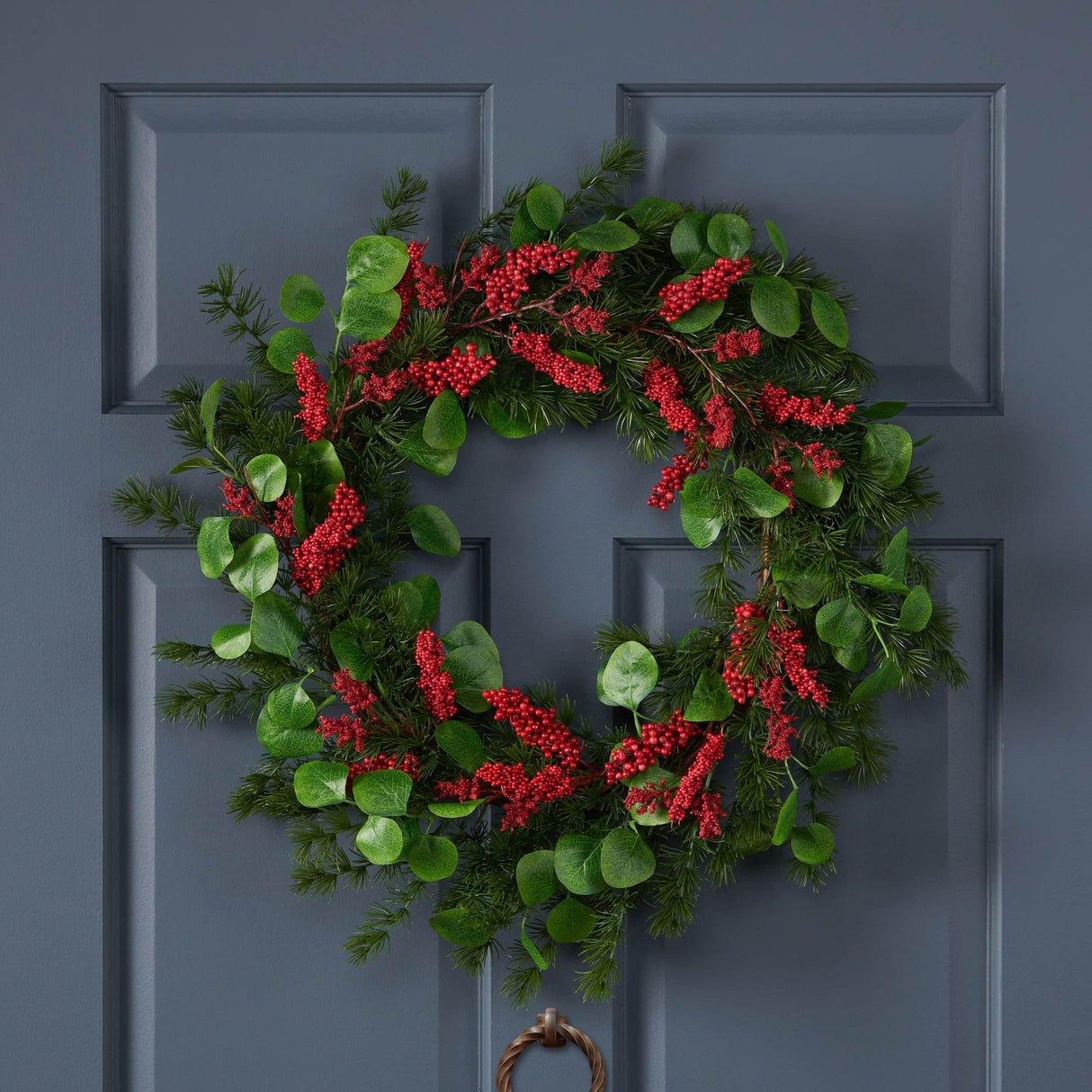 Leigh 25.5" Eucalyptus and Pine Artificial Wreath with Berries by Christopher Knight Home