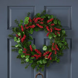 Leigh 25.5" Eucalyptus and Pine Artificial Wreath with Berries by Christopher Knight Home